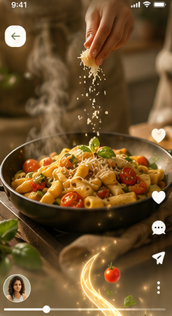 Plated meal styled like an Instagram recipe reel