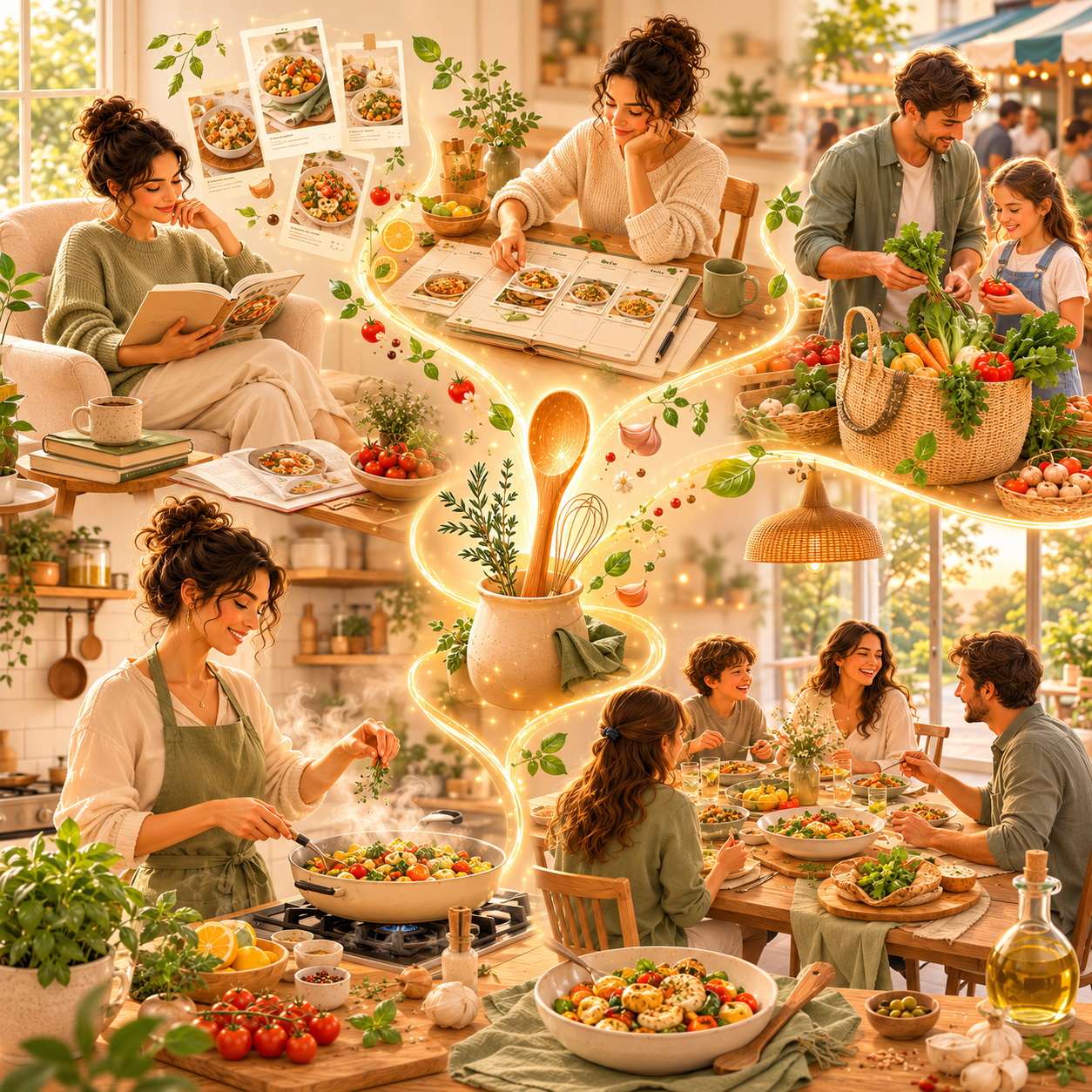 Family gathered around a dining table